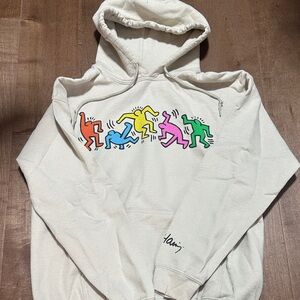 Cream Graphic Hoodie with Multicolor Dance Print